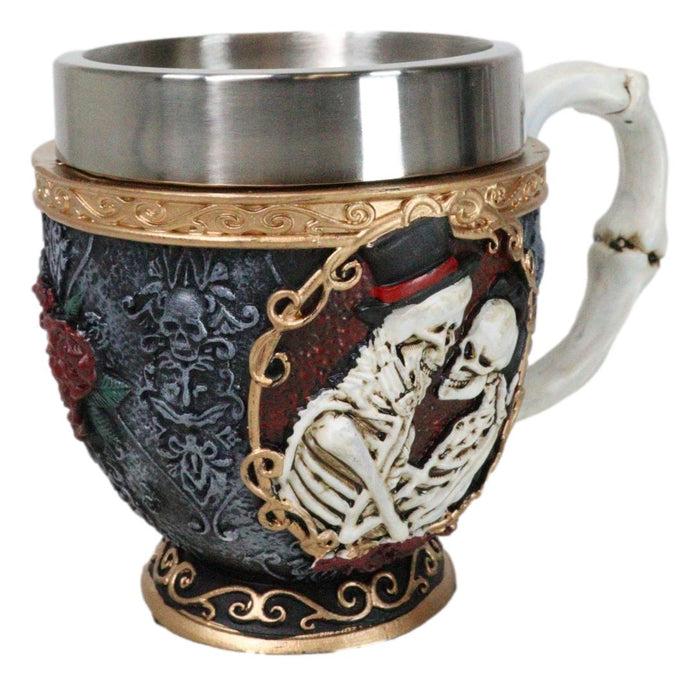 Ebros Gift Cameo Skeletons Bridal Couple Love Never Dies Wedding Scrollwork Tea Cup Mug