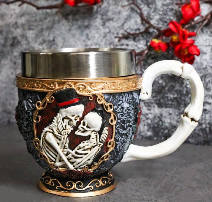 ebros gift Cameo Skeletons Bridal Couple Love Never Dies Wedding Scrollwork Tea Cup Mug