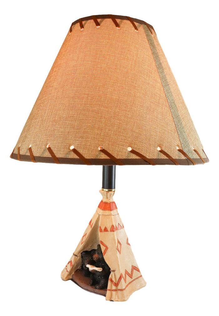 Ebros Gift Campfire Story Time Bear Cubs Reading In Teepee Hut Rustic Table Lamp With Shade