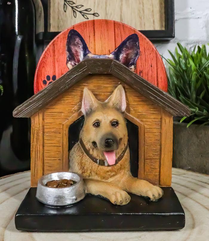 ebros gift Canine Service Germen Shepherd Dog In Doghouse Coaster Set Holder And 4 Coasters
