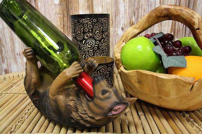 ebros gift Canine Tan German Shepherd Dog Wine Bottle Holder Figurine Kitchen Decorative