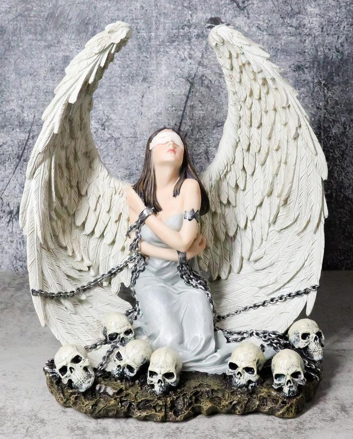 ebros gift Captive Spirits Blindfolded Purity Angel Tied In Chains By Skulls Figurine