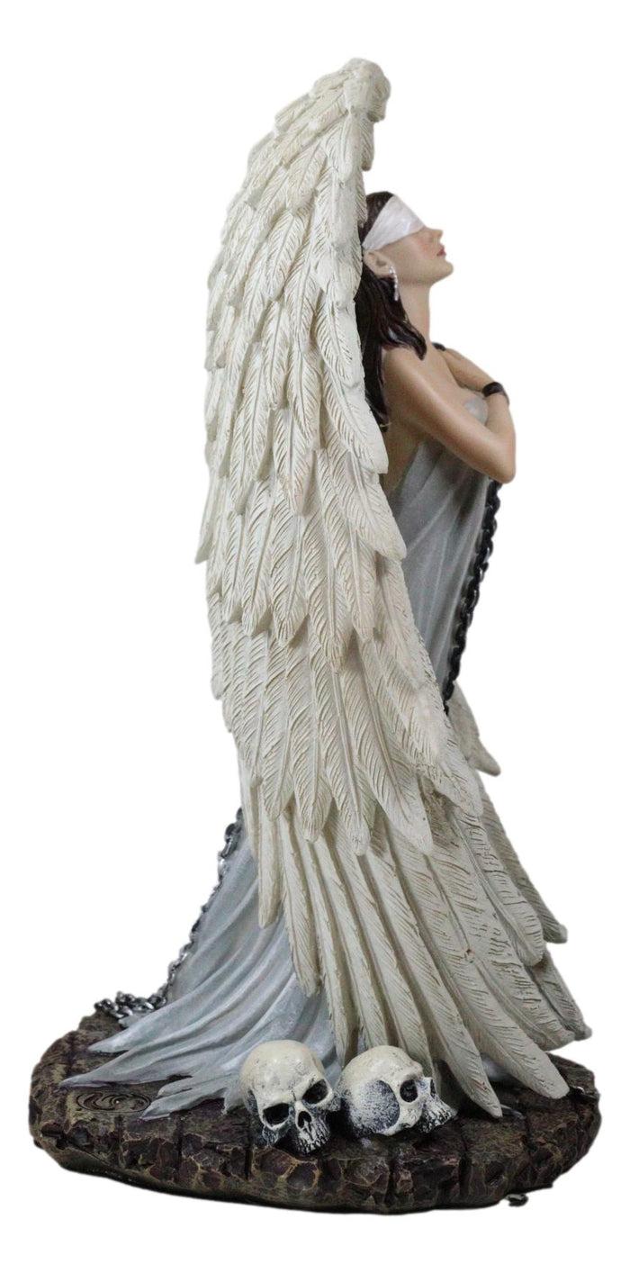 Ebros Gift Captive Spirits Blindfolded Standing Angel Tied In Chains By Skulls Figurine