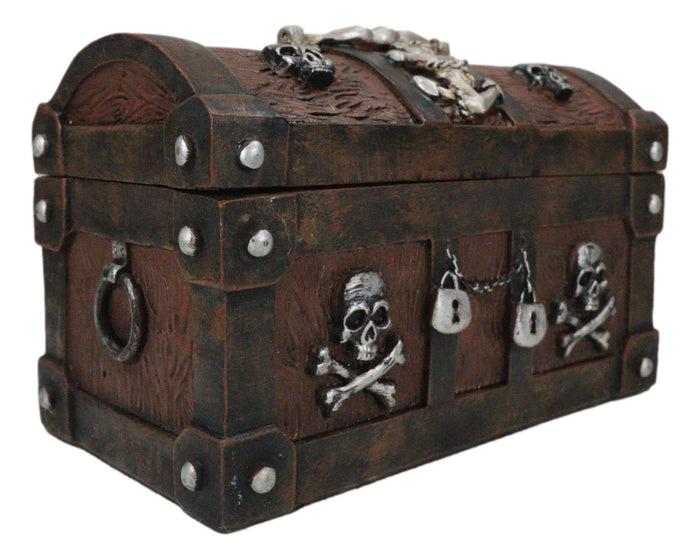 Ebros Gift Caribbean Pirate Skull With Crossed Bones Ship Anchor Davy Jones Decorative Box