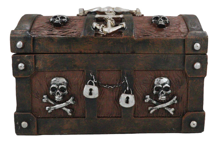 Ebros Gift Caribbean Pirate Skull With Crossed Bones Ship Anchor Davy Jones Decorative Box