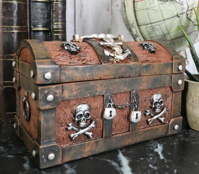ebros gift Caribbean Pirate Skull With Crossed Bones Ship Anchor Davy Jones Decorative Box