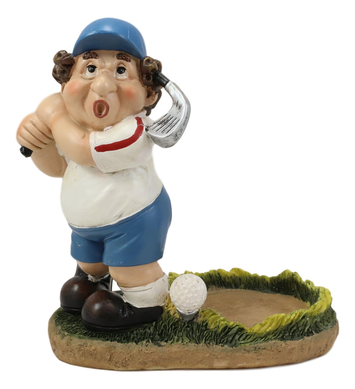 Ebros Gift Cartoon Fat Golfer At Golf Driving Range Swinging Club Wine Holder Figurine