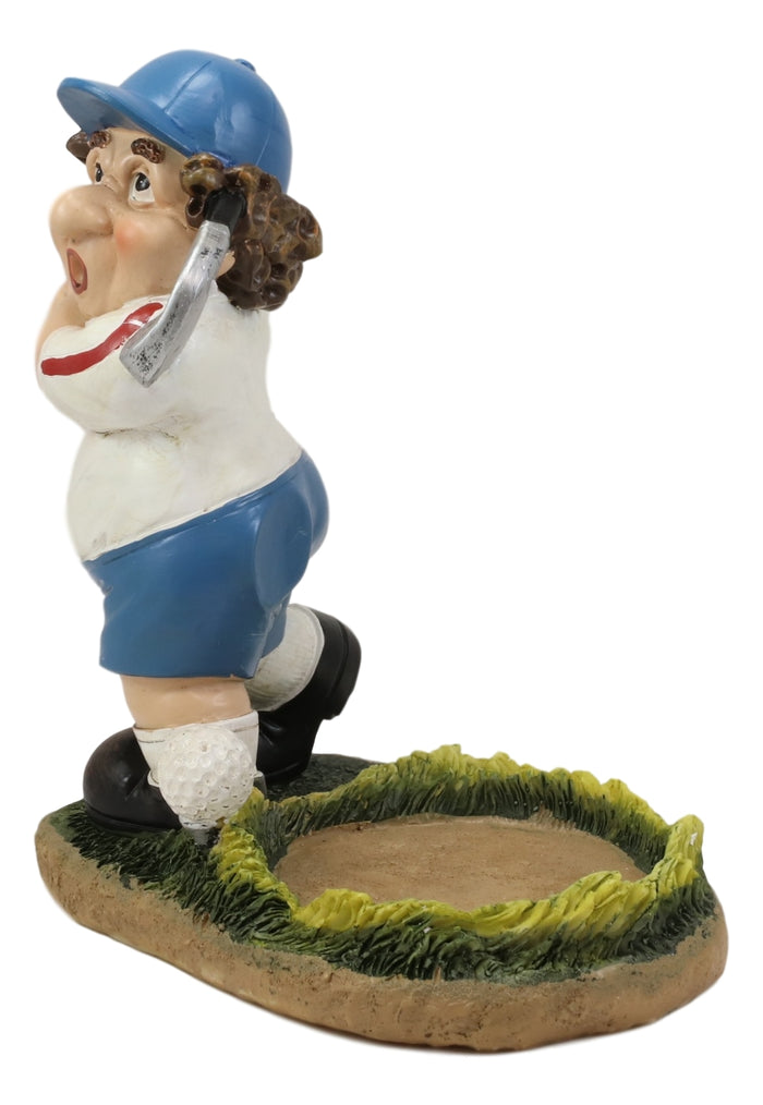 Ebros Gift Cartoon Fat Golfer At Golf Driving Range Swinging Club Wine Holder Figurine