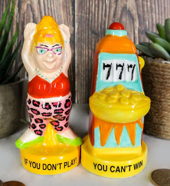 ebros gift Casino Jackpot Lucky Winner Lady With Slot Machine Salt & Pepper Shakers Set