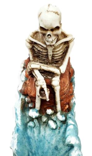 Ebros Gift Cast Away Skeleton Stranded On Island Fishing For Fish Incense Burner Holder