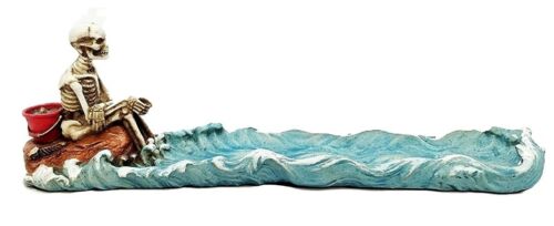 Ebros Gift Cast Away Skeleton Stranded On Island Fishing For Fish Incense Burner Holder