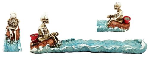 ebros gift Cast Away Skeleton Stranded On Island Fishing For Fish Incense Burner Holder