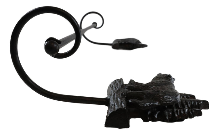 Ebros Gift Cast Iron 24"L Rustic Forest Black Bear By Pine Trees Wall Bath Towel Bar Rack