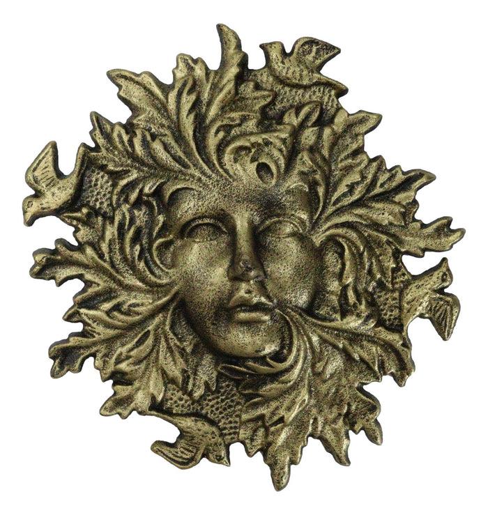 ebros gift Cast Iron Antiqued Forest Spirit Goddess Celtic Greenwoman Ent Face Wall Decor