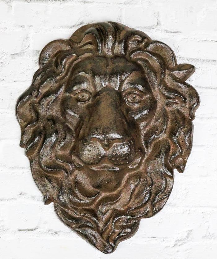 ebros gift Cast Iron Aslan The King Of The Jungle Regal Lion Head Wall Plaque Figurine