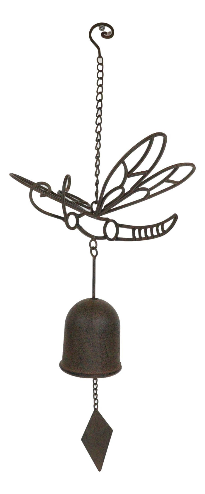 Ebros Gift Cast Iron Beautiful Cottage Garden Dragonfly Bell Wind Chime Hanging Mobile