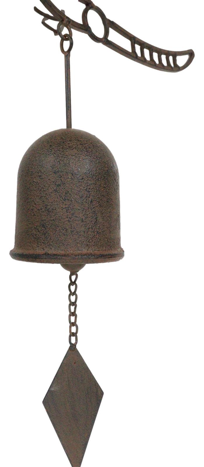 Ebros Gift Cast Iron Beautiful Cottage Garden Dragonfly Bell Wind Chime Hanging Mobile