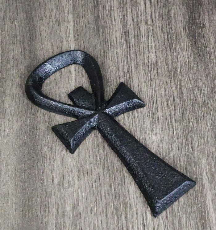 ebros gift Cast Iron Black Egyptian Mystic Hieroglyph Ankh Key Hand Bottle Cap Opener