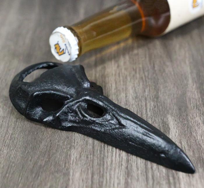ebros gift Cast Iron Black Harbinger Of Doom Raven Crow Skull Hand Bottle Cap Opener