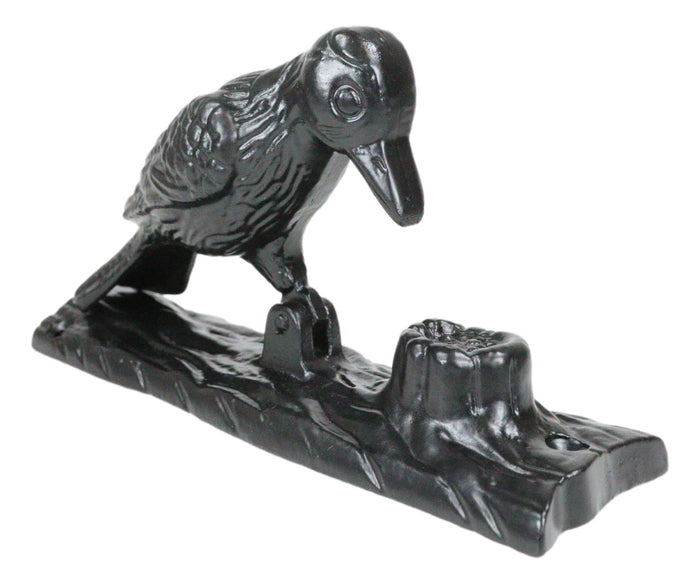 Ebros Gift Cast Iron Black Rustic Woodpecker Bird On Tree Door Knocker With Strike Plate