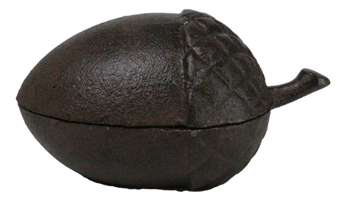 Ebros Gift Cast Iron Cottage Western Autumn Acorn Nut Decorative Jewelry Trinket Key Box