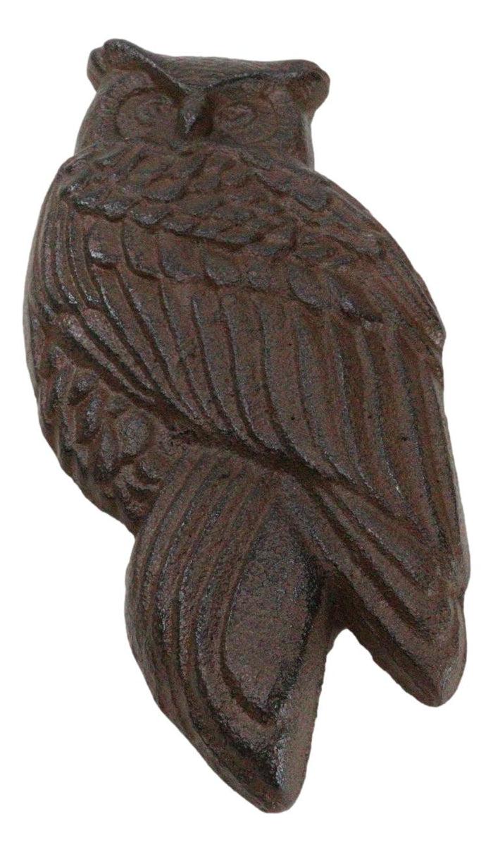 Ebros Gift Cast Iron Metal Rustic Country Forest Nocturnal Owl Bird Door Knocker Sculpture