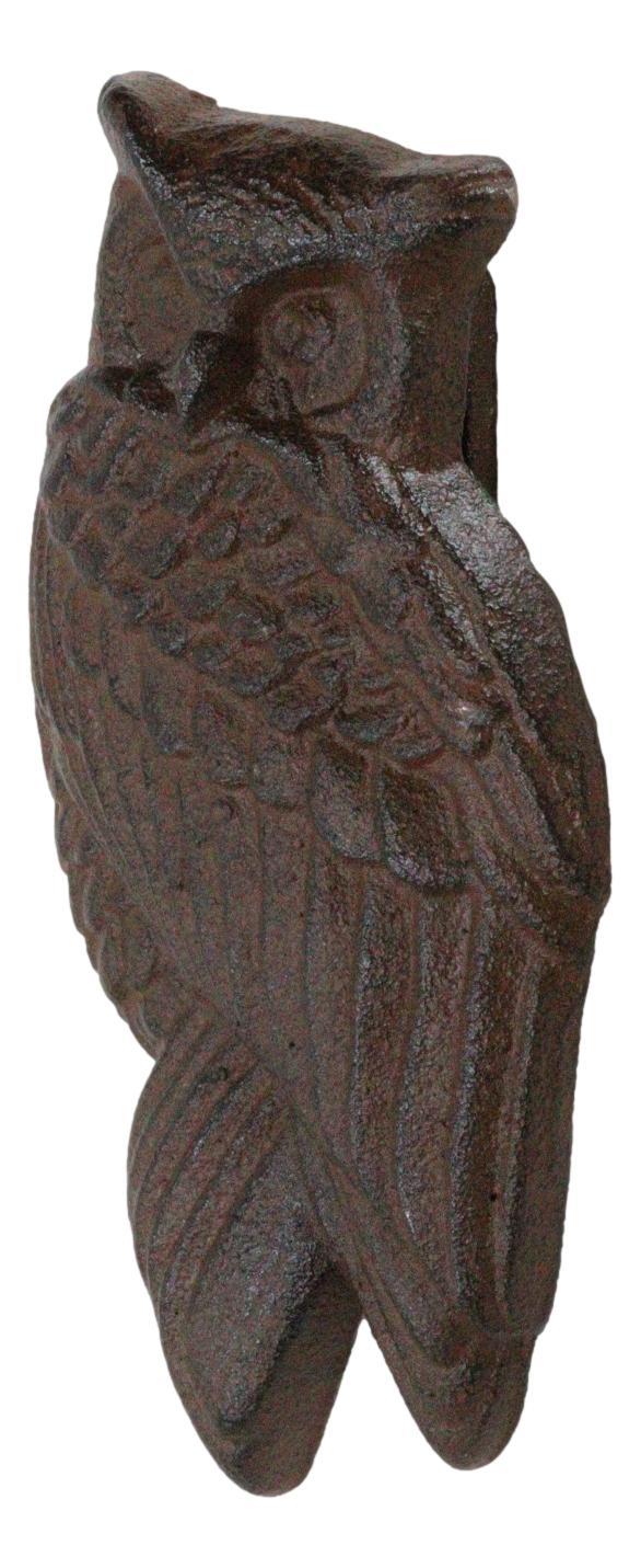 Ebros Gift Cast Iron Metal Rustic Country Forest Nocturnal Owl Bird Door Knocker Sculpture