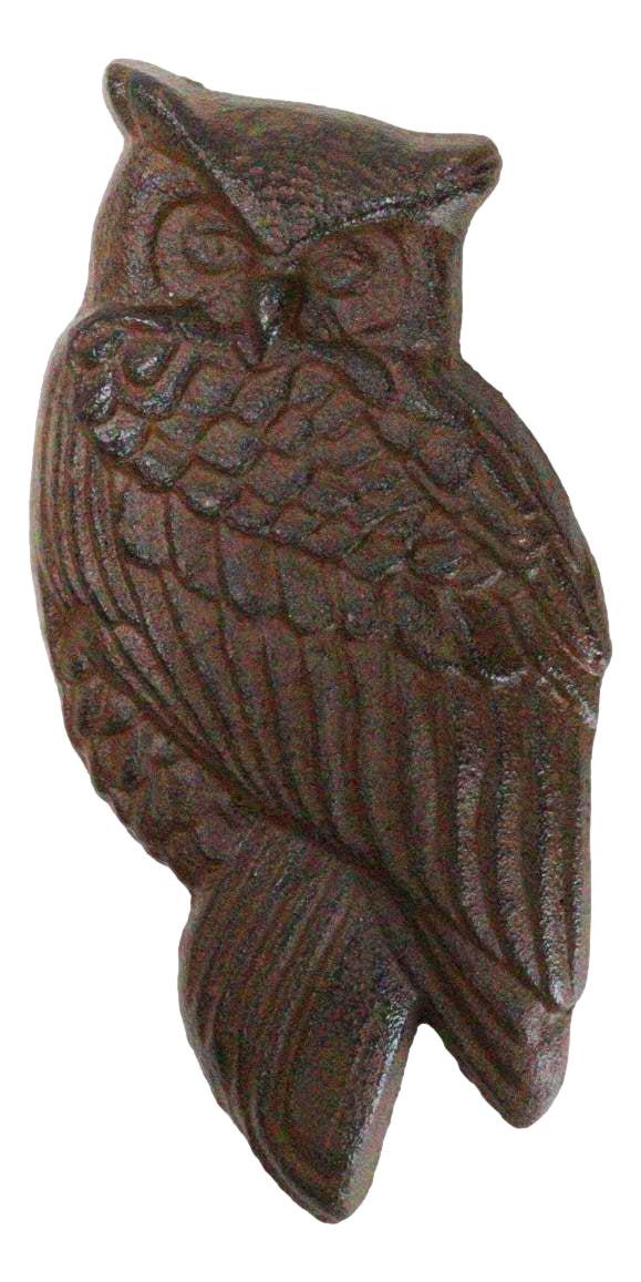 ebros gift Cast Iron Metal Rustic Country Forest Nocturnal Owl Bird Door Knocker Sculpture