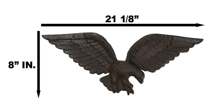 Ebros Gift Cast Iron Patriotic American Bald Eagle With Open Wings Wall Decor Plaque 21"L