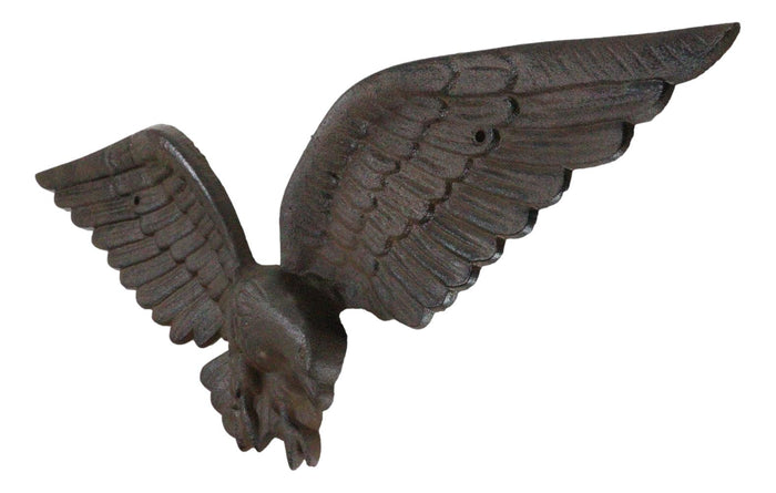 Ebros Gift Cast Iron Patriotic American Bald Eagle With Open Wings Wall Decor Plaque 21"L