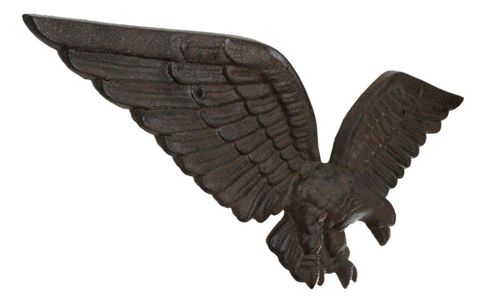 Ebros Gift Cast Iron Patriotic American Bald Eagle With Open Wings Wall Decor Plaque 21"L