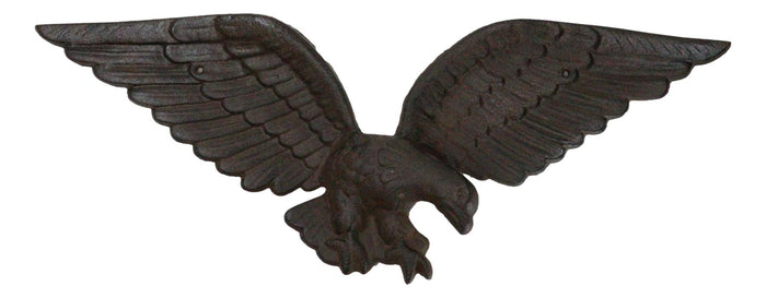 ebros gift Cast Iron Patriotic American Bald Eagle With Open Wings Wall Decor Plaque 21"L