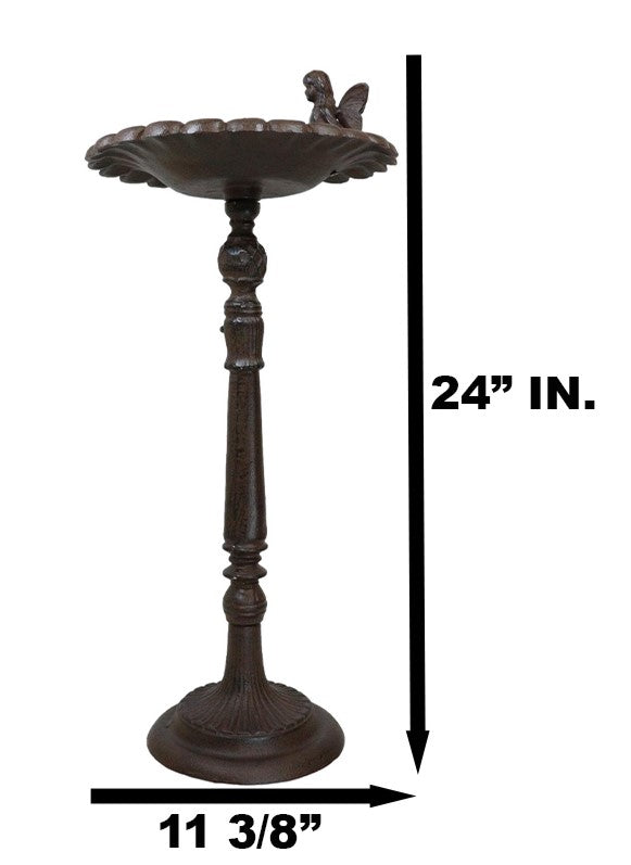 Ebros Gift Cast Iron Pretty Garden Fairy Pixie On Sunflower Bird Feeder Bath Garden Statue