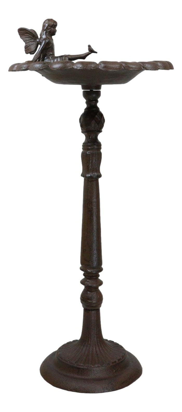 Ebros Gift Cast Iron Pretty Garden Fairy Pixie On Sunflower Bird Feeder Bath Garden Statue