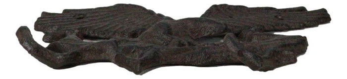 Ebros Gift Cast Iron Rustic American Patriotic Bald Eagle 3-Peg Coat Keys Leash Wall Hooks