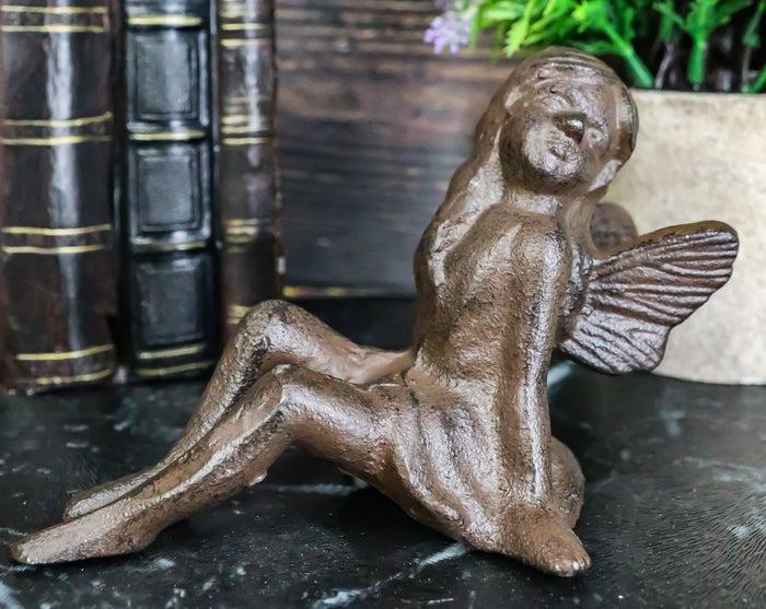 ebros gift Cast Iron Rustic Antique Finish Enchanted Fairy Garden Paperweight Figurine