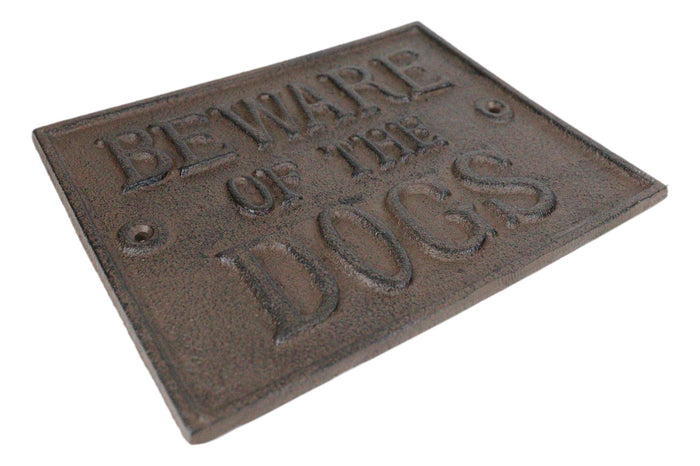 Ebros Gift Cast Iron Rustic Antiqued Beware Of The Dogs Wall Word Sign Warning Plaque 9"L