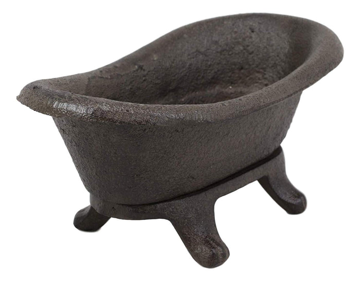 Ebros Gift Cast Iron Rustic Bronze Bathtub Miniature 8"L As Tray Or Dish For Bar Soap Coins