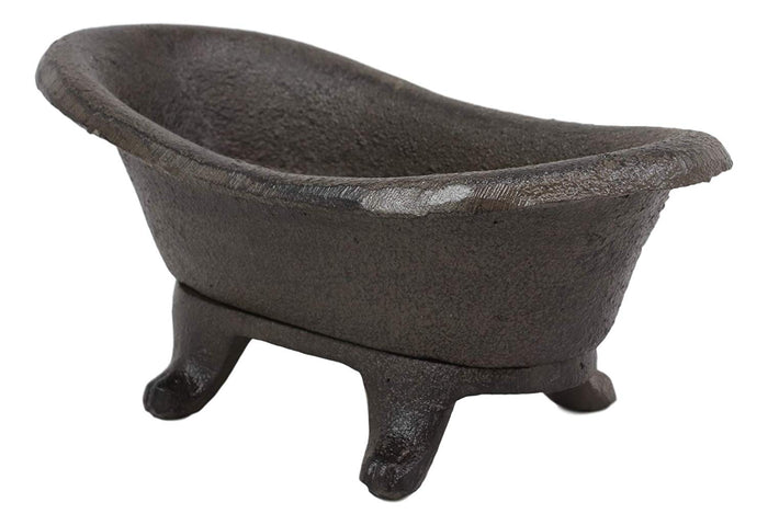 ebros gift Cast Iron Rustic Bronze Bathtub Miniature 8"L As Tray Or Dish for Bar Soap Coins