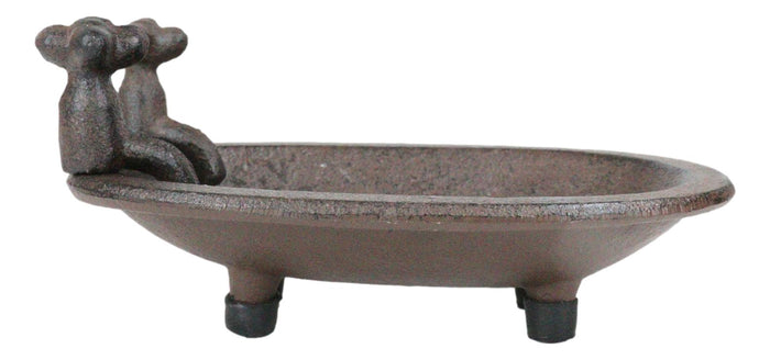 Ebros Gift Cast Iron Rustic Bronze Bathtub With 2 Spouts Miniature Replica Dish Tray 6"L