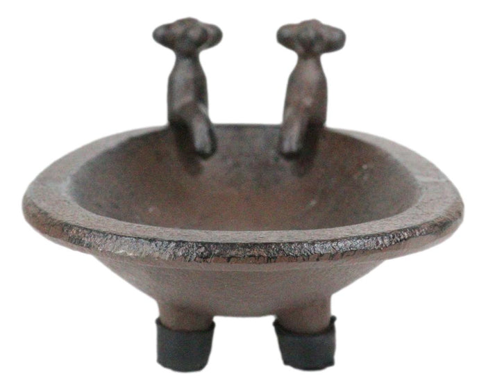 Ebros Gift Cast Iron Rustic Bronze Bathtub With 2 Spouts Miniature Replica Dish Tray 6"L