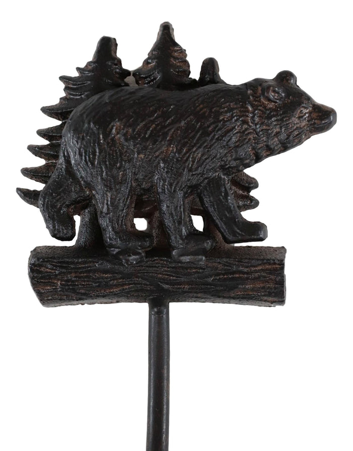 Ebros Gift Cast Iron Rustic Cabin Bathroom Black Bear By Pine Trees Hand Towel Ring Holder