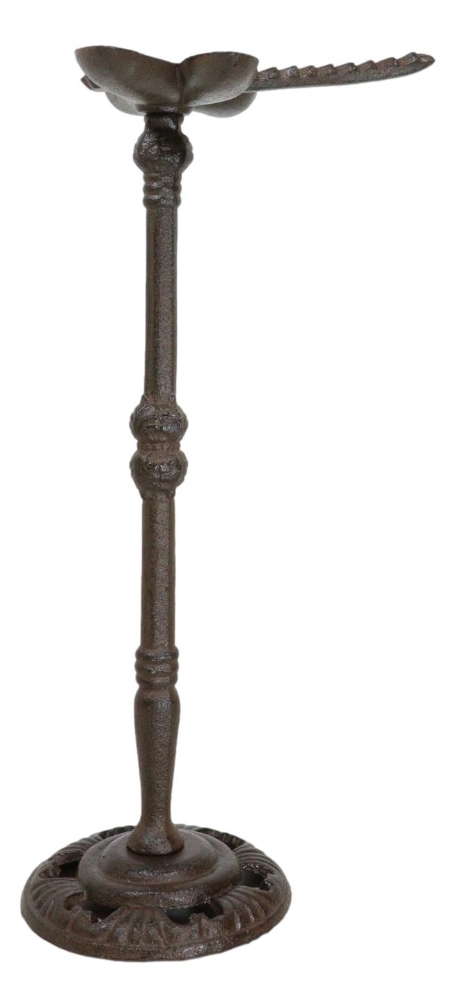 Ebros Gift Cast Iron Rustic Cottage Whimsical Garden Dragonfly Bird Feeder Bath Statue