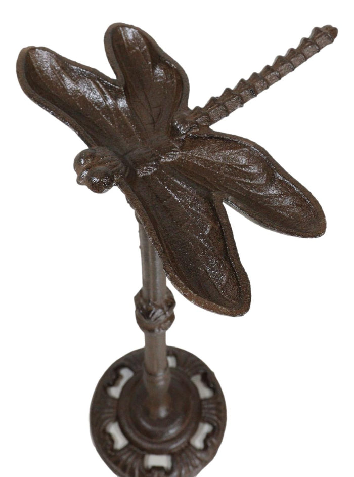 ebros gift Cast Iron Rustic Cottage Whimsical Garden Dragonfly Bird Feeder Bath Statue