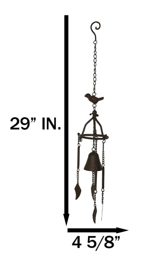 Ebros Gift Cast Iron Rustic Country Morning Bird Relaxing Wind Chime Bell Decor Ornament