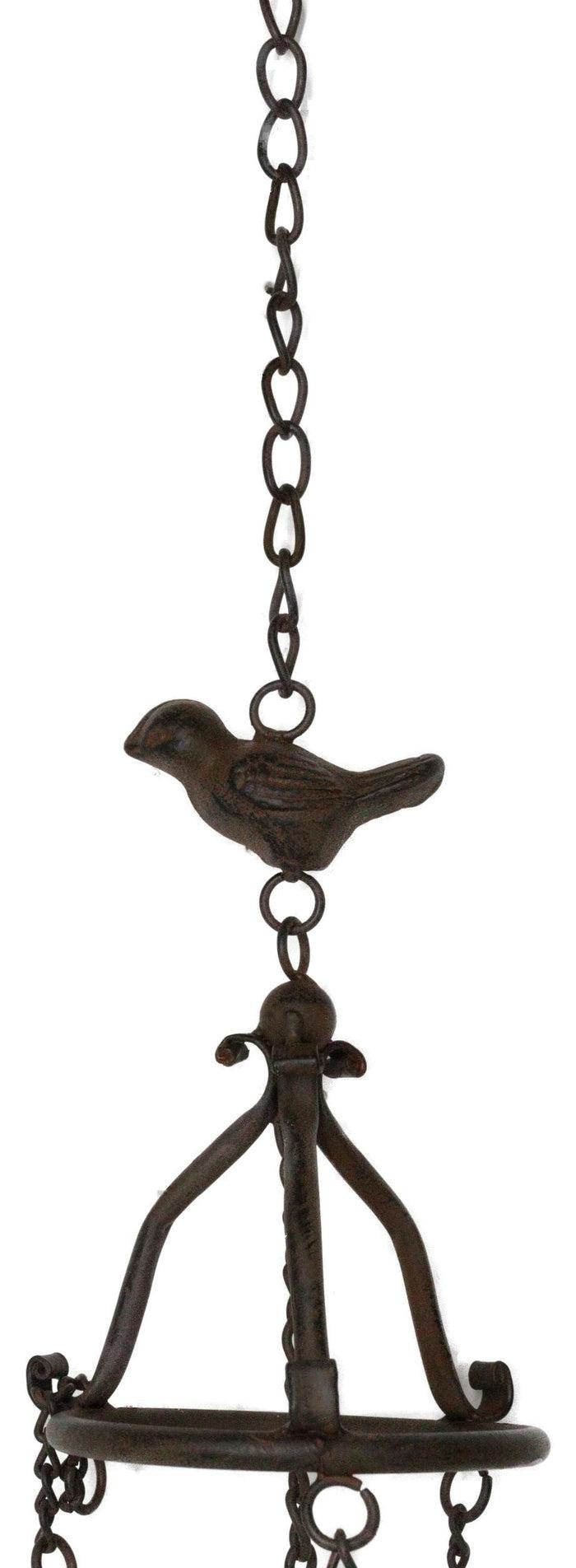 Ebros Gift Cast Iron Rustic Country Morning Bird Relaxing Wind Chime Bell Decor Ornament