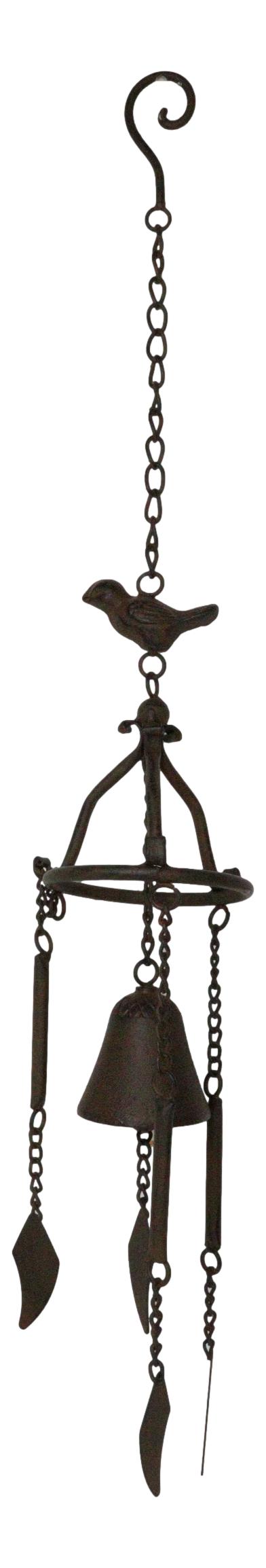 Ebros Gift Cast Iron Rustic Country Morning Bird Relaxing Wind Chime Bell Decor Ornament
