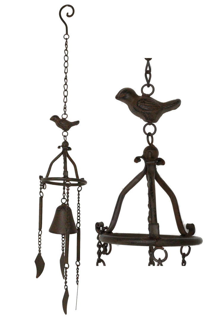 ebros gift Cast Iron Rustic Country Morning Bird Relaxing Wind Chime Bell Decor Ornament