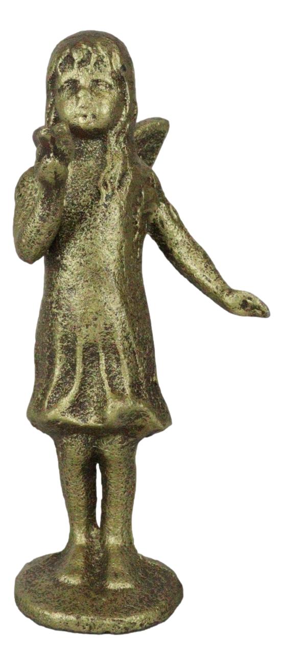 Ebros Gift Cast Iron Rustic Enchanted Fantasy Girl Fairy Pixie Faerie With Bird Figurine