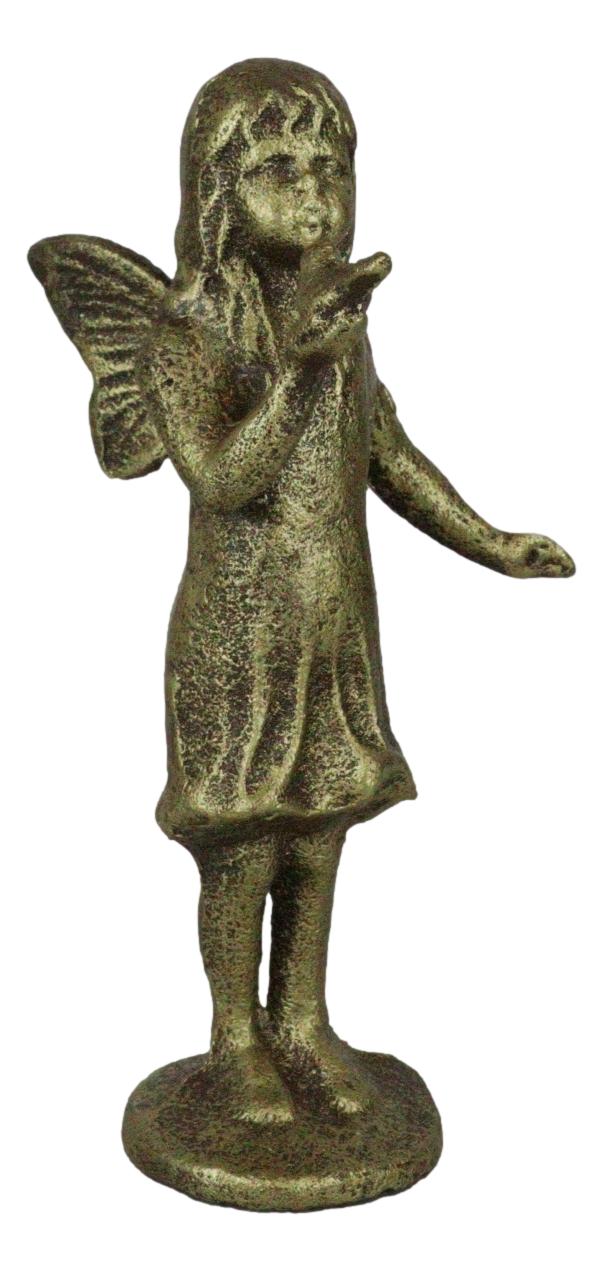 Ebros Gift Cast Iron Rustic Enchanted Fantasy Girl Fairy Pixie Faerie With Bird Figurine